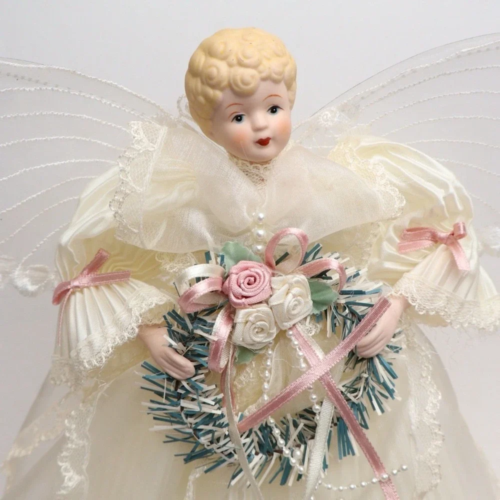 VTG 90's White Angel Christmas Tree Topper 11